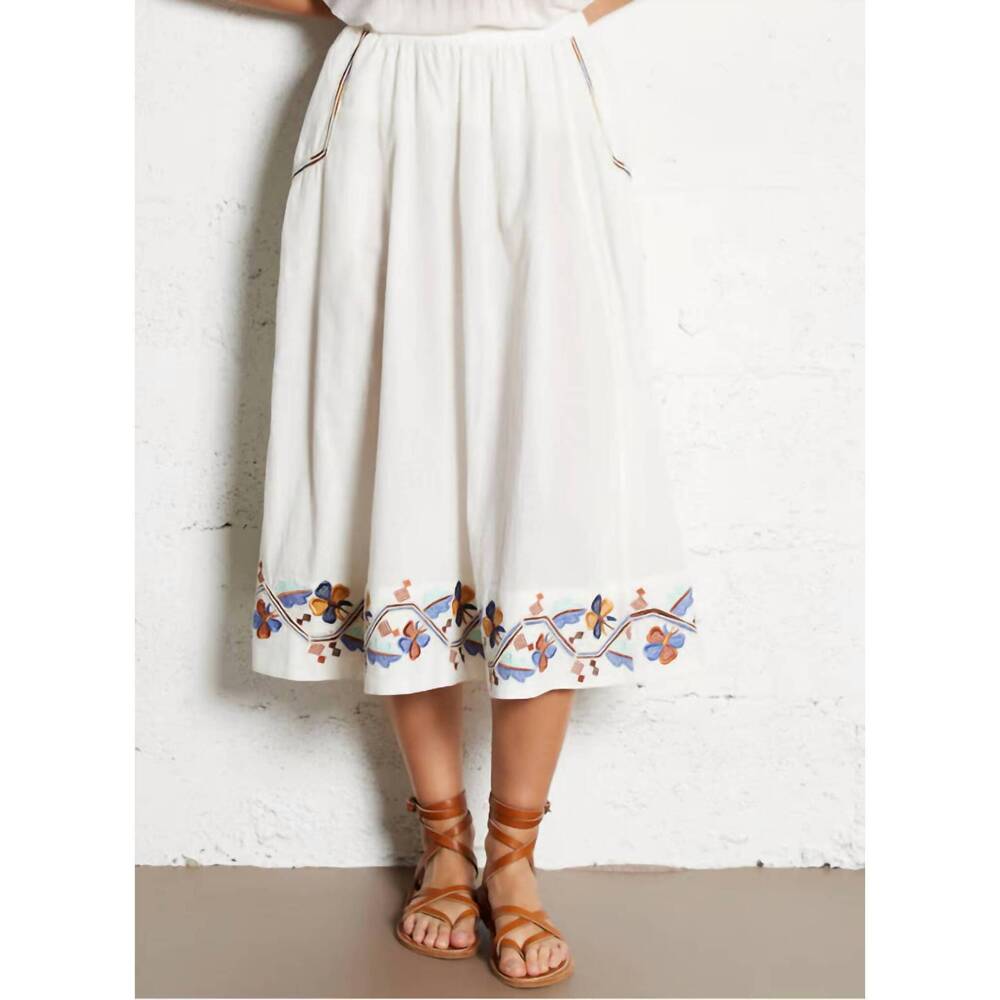NEW M.A.B.E. arielle embellished skirt in white multi